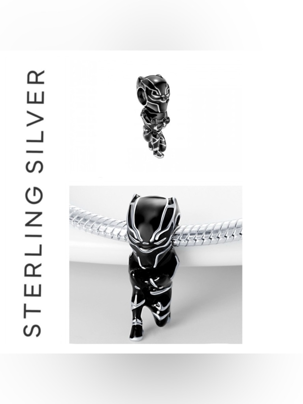 🌟 S925 Sterling Silver Black Panther Charm
